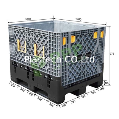 Heavy Duty Plastic Folding Large Container 1200x1000x975mm For Automotive Factory