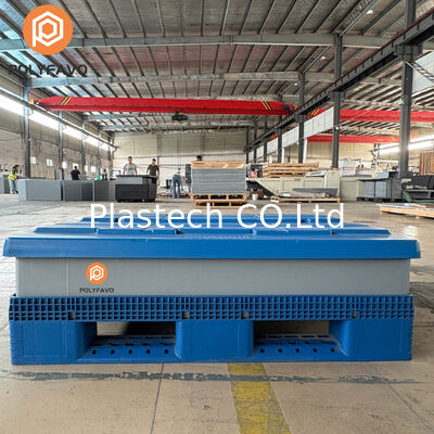 Collapsible Pallet Box with Windows Cutouts for Inspection, Wall Thickness 10mm 12mm, Stackable Custom Color Logo Printing