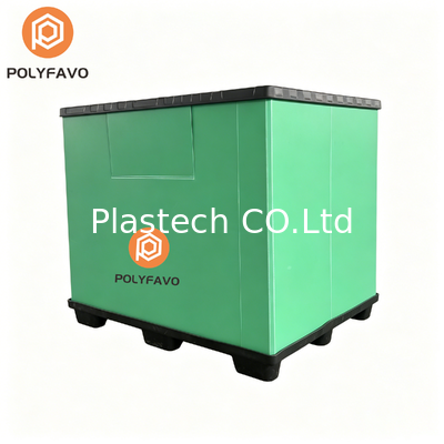 Collapsible Bulk Box Custom Thickness 10mm 12mm, Custom Design Windows Cutouts, Heavy Duty Stackable Container Logo Print