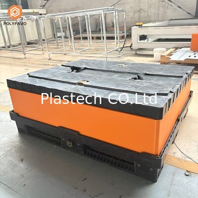 Returnable Collapsible Bulk Box, Pallet Container with Lid and Base, Custom Windows Cutouts 10mm 12mm Wall Thickness