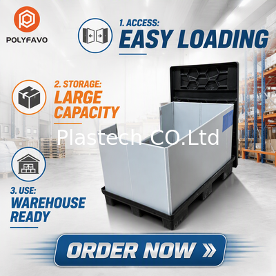 Returnable Plastic Crates, Reusable Pallet Boxes Collapsible Pallet Crate, Foldable Plastic Pallet Box 500kg Static Load