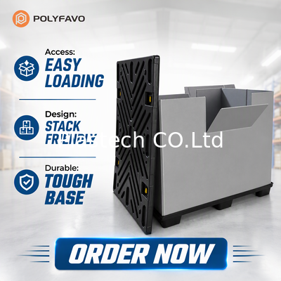  Collapsible Plastic Containers 10mm 12mm, Foldable Crate 300kg Dynamic 500kg Static Load, Custom Cutouts Color Print