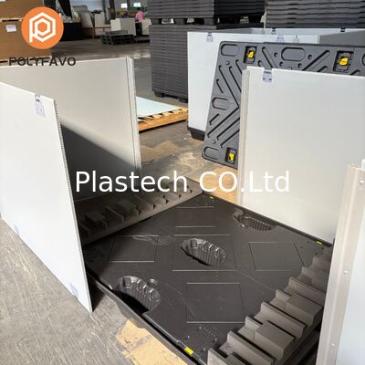 Collapsible Pallet Box with EVA Lining, Two C Type Coaming Panels Spliced Design, Plastic Pallet Base Foldable Sleeve Box