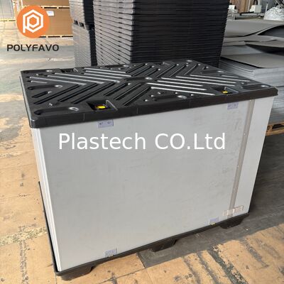  Coaming Box Two Piece C Type, Collapsible Sleeve Box with EVA Foam Lining, Plastic Pallet Base Returnable Bulk Box