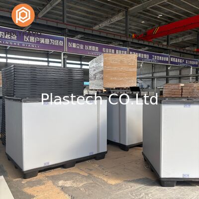  Coaming Box Two Piece C Type, Collapsible Sleeve Box with EVA Foam Lining, Plastic Pallet Base Returnable Bulk Box