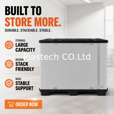 Sleeve Pack Coaming Box with EVA Foam Liner, Two C Type Spliced Panels Foldable, Returnable Pallet Container Stackable